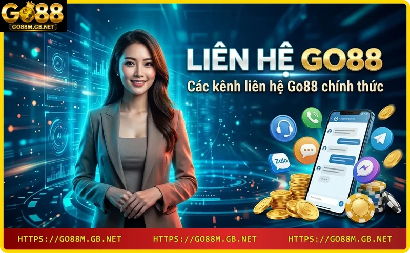Các kênh liên hệ Go88 chính thức: chat trực tiếp, email, hotline, mạng xã hội