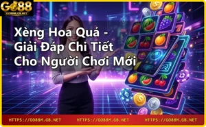 Cận cảnh máy xèng hoa quả Go88 với biểu tượng trái cây, hiệu ứng sáng neon và không khí chiến thắng.