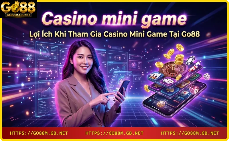 Chiến thắng jackpot casino mini game Go88 với tiền vàng và hiệu ứng neon