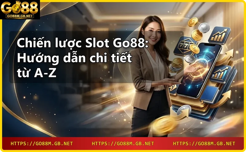 Cúp vàng và biểu tượng slot chiến thắng tượng trưng cho lợi ích của chiến lược slot Go88