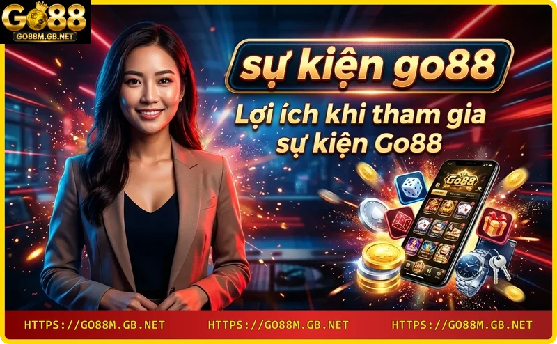 Hộp quà và vòng quay may mắn tượng trưng cho lợi ích sự kiện Go88