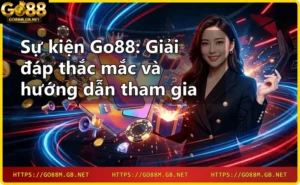 Sân khấu sự kiện Go88 với hiệu ứng ánh sáng neon và tiền xu vàng