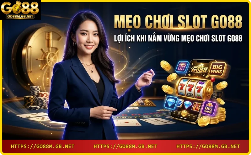 Tay cầm vàng jackpot thể hiện lợi ích của mẹo chơi slot Go88