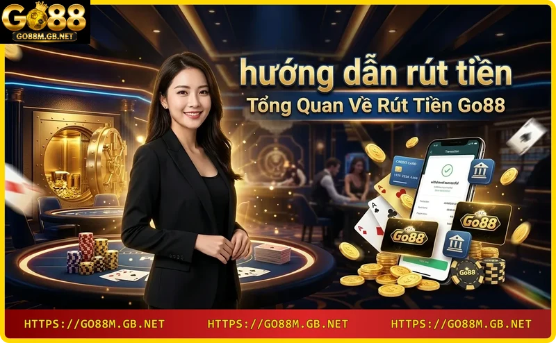 tổng quan rút tiền Go88 - người dùng xem tùy chọn rút tiền trên tablet
